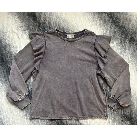 Universal Thread Sweaters - Target Universal Thread Ruffle Shoulder Sweatshirt Dark Charcoal Gray Size Large